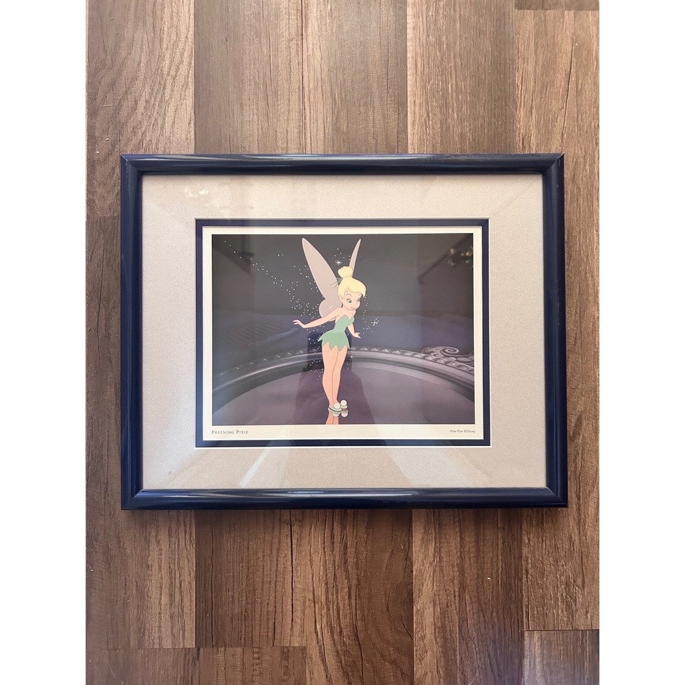 Disney Peter Pan Preening Pixie Tinkerbell Framed Lithograph Art Print